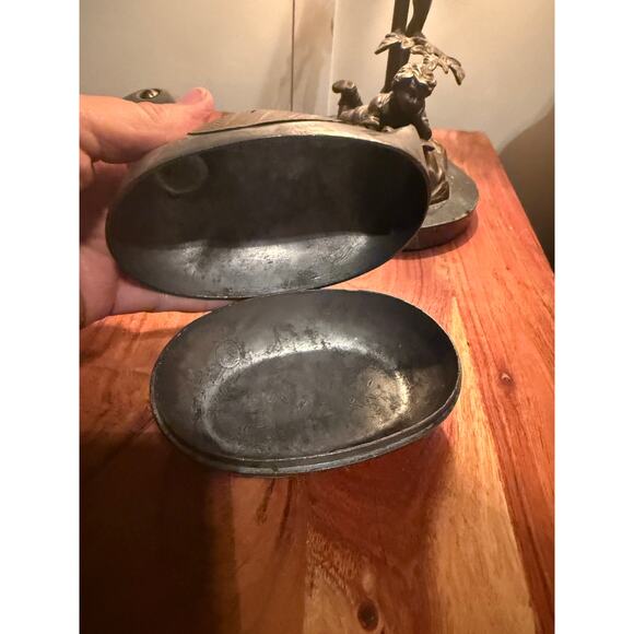 Vintage Brass & Pewter Duck Figure Trinket Box, Men’s Dresser Box - Picture 2 of 9